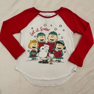Peanuts Charlie Brown Christmas Baseball Tee Girl’s Size 5